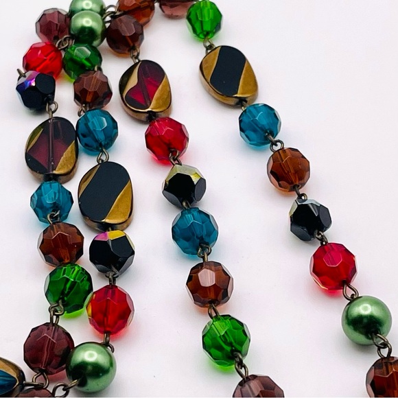 Gorgeous Vintage Long Strand Glass Beads in Vibrant Jewel Tone Colors - Picture 11 of 16
